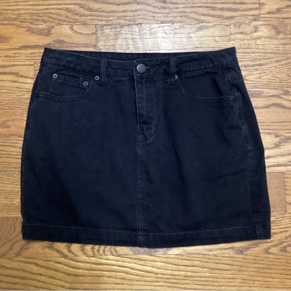 Forever 21 black denim Cotton mini skirt Large